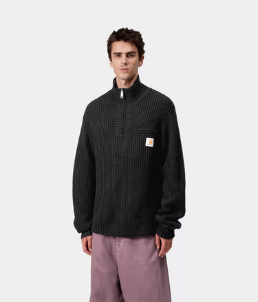 CARHARTT WIP DETROIT HALF ZIP SWEATER I035398 BLACK - Shoelosophy