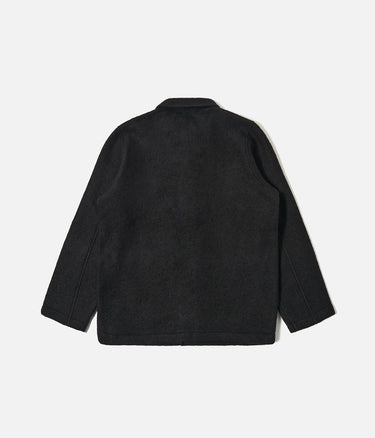 UNIVERSAL WORKS FIELD JACKET 00017 WOOL FLEECE BLACK - Shoelosophy