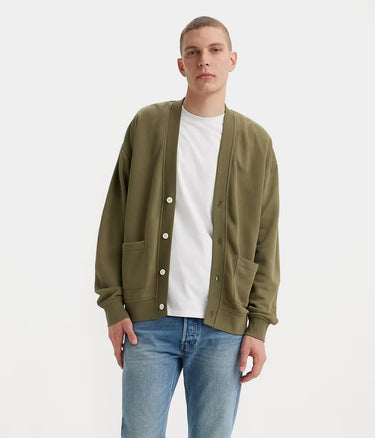 LEVI'S SWEATSHIRT CARDIGAN BURNT OLIVE - Shoelosophy