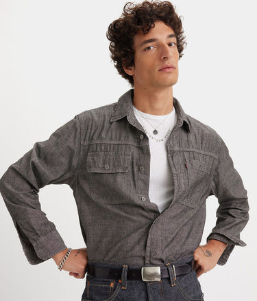 LEVI'S AUBURN WORKER SHIRT A7224-0002 RILEY BLACK CHAMBRAY - Shoelosophy