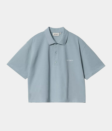 CARHARTT WIP WOMENS SCRIPT POLO TS I034553 FROSTED BLUE - Shoelosophy