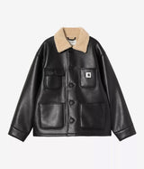 CARHARTT WIP WOMENS SHEPTON OG MICHIGAN COAT I035975 BLACK NATURAL - Shoelosophy