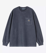 CARHARTT WIP 루즈 포켓 티셔츠 I036862 다크 네이비 가먼트 다이 긴팔 - Shoelosophy