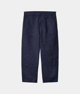 Carhartt WIP WALTER DOUBLE GENOU PANT I033580 COTON LIN DARK NAVY GARMENT DYED - Shoelosophy