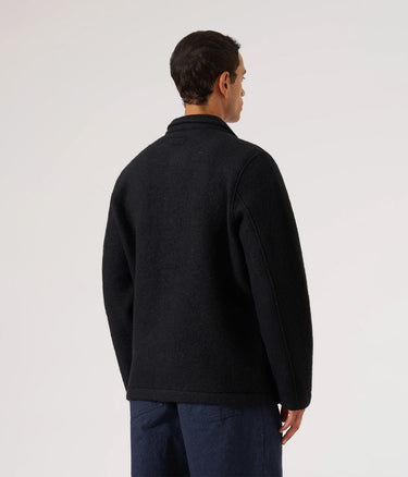 UNIVERSAL WORKS FIELD JACKET 00017 WOOL FLEECE BLACK - Shoelosophy