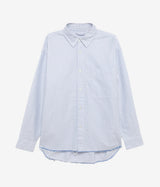 AMISH SUPPLIES DROPPED RAW EDGE SHIRT OXFORD STRIPE WHITE BLUE - Shoelosophy