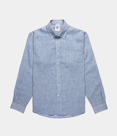 SEBAGO OSBORN SHIRT 721222W BLUE LIGHT BLUE MEN'S LINEN SHIRT - Shoelosophy