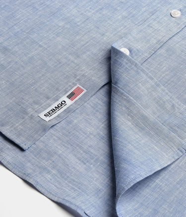 SEBAGO OSBORN SHIRT 721222W BLUE CELESTE CAMICIA LINO UOMO - Shoelosophy