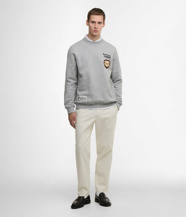 BARBOUR X BARACUTA NORTHERN CREW NECK BRFEL0054 MEDIUM GREY MARL - Shoelosophy