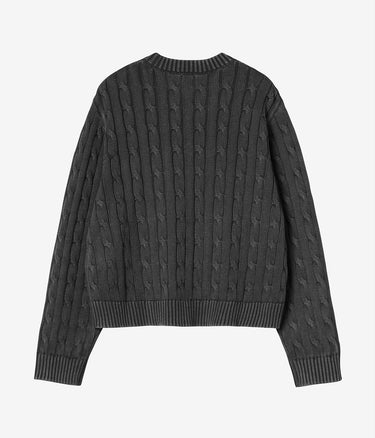 CARHARTT WIP WOMENS CARTER SWEATER I036394 BLACK GARMENT DYED - Shoelosophy