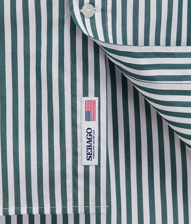 SEBAGO OAKLAND POP SHIRT 751273W GREEN WHITE STRIPES - Shoelosophy