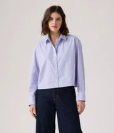 LEVI'S WOMENS CROPPED HARLIE SHIRT 003P2-0000 BRONKI STRIPE AMPARO BLUE CAMICIA DONNA - Shoelosophy