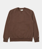UNIVERSAL WORKS CLASSIC CREW SWEATSHIRT DRY HANDLE BRUSHBACK BROWN - Shoelosophy