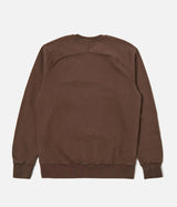 UNIVERSAL WORKS CLASSIC CREW SWEATSHIRT DRY HANDLE BRUSHBACK BROWN - Shoelosophy