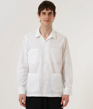 UNIVERSAL WORKS DWIGHT OVERSHIRT 34169 POPLIN WHITE - Shoelosophy