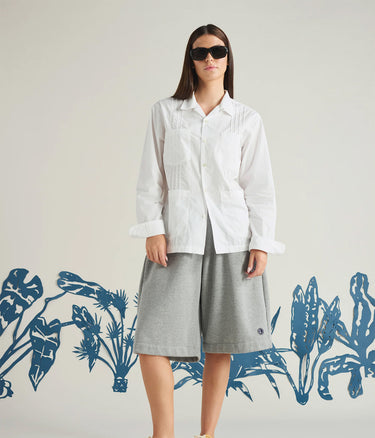 UNIVERSAL WORKS DWIGHT OVERSHIRT 34169 POPLIN WHITE - Shoelosophy