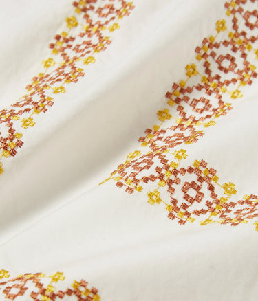 UNIVERSAL WORKS MINARI SHIRT 30174 POPLIN EMBROIDERED WHITE - Shoelosophy