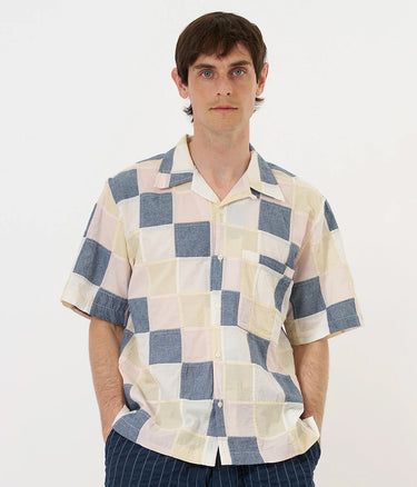 UNIVERSAL WORKS PATCHWORK CHECK ROAD SHIRT P34083 PASTEL CHECK - Shoelosophy