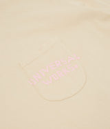 UNIVERSAL WORKS PRINT POCKET TEE ORGANIC JERSEY SAND - Shoelosophy