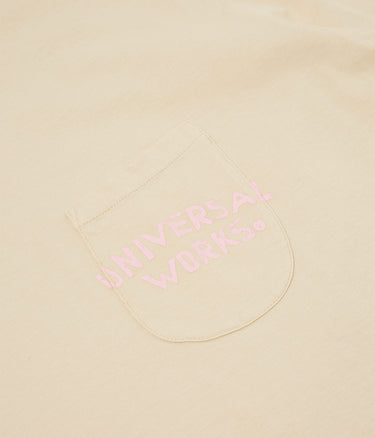 UNIVERSAL WORKS PRINT POCKET TEE ORGANIC JERSEY SAND - Shoelosophy