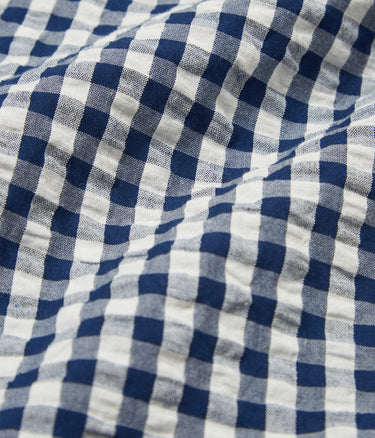 UNIVERSAL WORKS PULL SS CHEMISE GINGHAM SEERSUCKER - Shoelosophy
