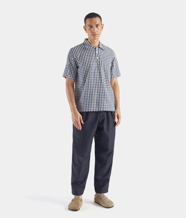 UNIVERSAL WORKS PULL SS CHEMISE GINGHAM SEERSUCKER - Shoelosophy