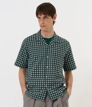 UNIVERSAL WORKS ROAD SHIRT 34658 GRÜN WEISS - Shoelosophy