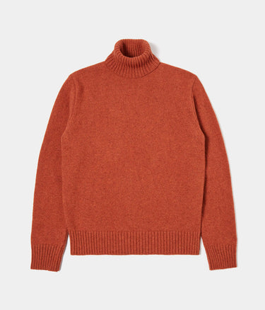 UNIVERSAL WORKS ROLL NECK SWEATER ECO WOOL RUST - Shoelosophy