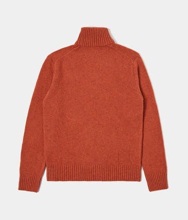 UNIVERSAL WORKS ROLL NECK SWEATER ECO WOOL RUST - Shoelosophy