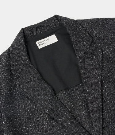 UNIVERSAL WORKS TWO BUTTON JACKET LEVISHAM WOOL MIX 31136 BLACK - Shoelosophy