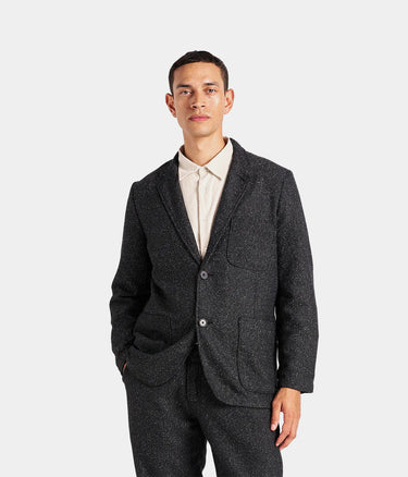 UNIVERSAL WORKS TWO BUTTON JACKET LEVISHAM WOOL MIX 31136 BLACK - Shoelosophy
