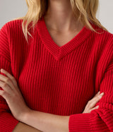 LEVI'S WOMENS REESE V NECK SWEATER 0037O-0000 TRUE RED - Shoelosophy