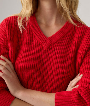 LEVI'S WOMENS REESE V NECK SWEATER 0037O-0000 TRUE RED - Shoelosophy
