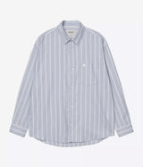 CARHARTT WIP POSTAL ZIP SHIRT I036201 BEALE STRIPE GENTLE BLUE WHITE - Shoelosophy