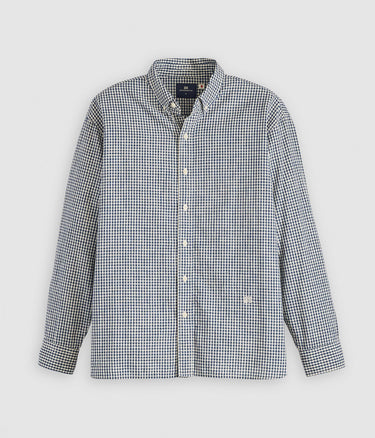 LEVI'S BLUE TAB RELAXED BUTTON DOWN SHIRT 001LI-0002 MICRO PLAID WHITE NAVY - Shoelosophy