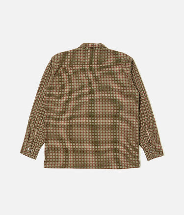 UNIVERSAL WORKS CAMP SHIRT 33750 OSCAR COTTON JACQUARD OLIVE - Shoelosophy