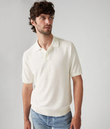 LEVI'S SWEATER KNIT POLO A7294-0010 LINEN SEED STITCH WHITE - Shoelosophy