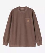 CARHARTT WIP 루즈 포켓 티셔츠 I036862 TOBACCO GARMENT DYED 긴팔 - Shoelosophy