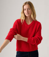 LEVI'S WOMENS REESE V NECK SWEATER 0037O-0000 TRUE RED - Shoelosophy