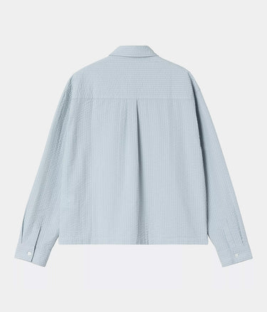 CARHARTT WIP WOMENS TOLAND SHIRT LS I035132 BLUE FOG SEERSUCKER - Shoelosophy
