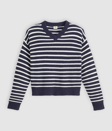 LEVI'S DAMEN REESE V-AUSSCHNITT-SWEATER 0037O-0004 PARISIENNE STRIPE - Shoelosophy