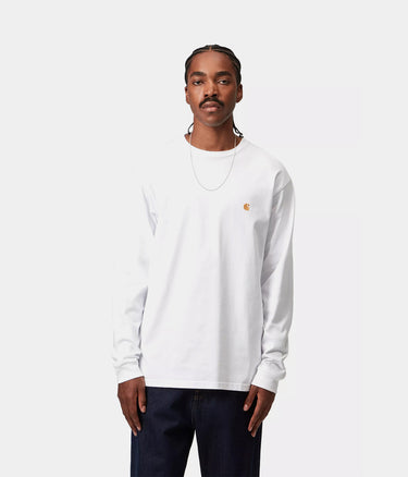 CARHARTT WIP CHASE 긴팔 티셔츠 I026392 WHITE - Shoelosophy