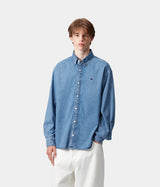 CARHARTT WIP LUCAS SHIRT L/S I034525 BLUE STONE WASHED - Shoelosophy