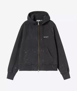 CARHARTT WIP DAMEN HOODED PAINTER JACKET I036842 SCHWARZ DESTROY WASH SPLATTER - Shoelosophy