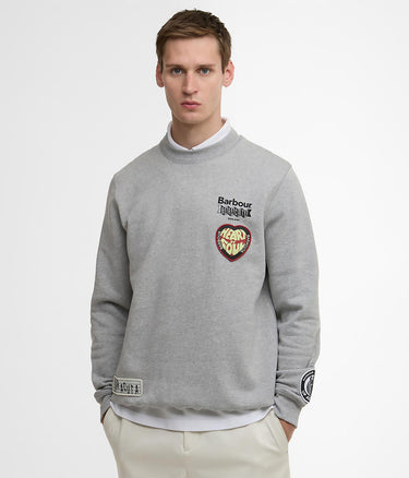 BARBOUR X BARACUTA NORTHERN CREW NECK BRFEL0054 MEDIUM GRAY MARL - Shoelosophy