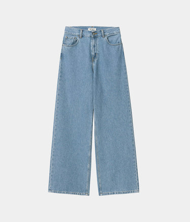 CARHARTT WIP WOMENS JANE PANT I030497 BLUE HEAVY STONE WASHED - Shoelosophy