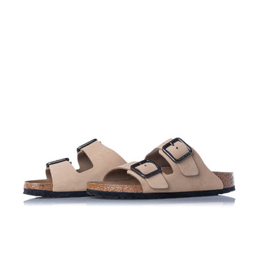 BIRKENSTOCK ARIZONA WIRE BUCLE 1031579 SANDCASTLE NUBUKLEDER - Shoelosophy