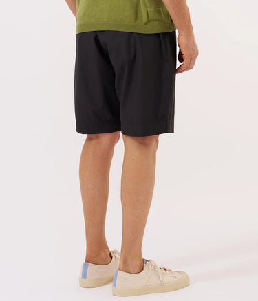UNIVERSAL WORKS PLEATED TRACK SHORT 34152 RECYCLED POLY TECH BLACK - Shoelosophy