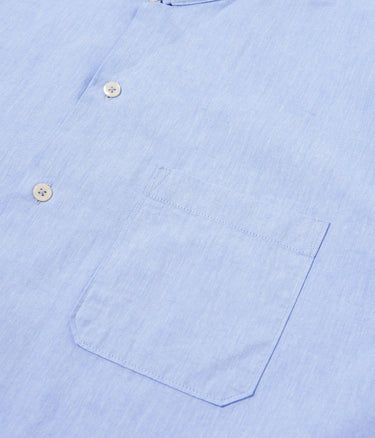 UNIVERSAL WORKS ROAD SHIRT 34556 SIDO LINEN MIX SKY BLUE - Shoelosophy