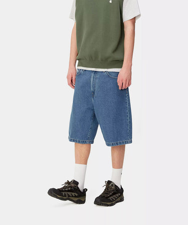 CARHARTT WIP LANDON SHORT I030469 BLAU HEAVY STONE WASHED - Shoelosophy
